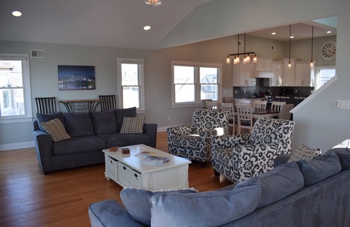 North Beach Haven House | Oceanside open concept home, roof deck with ocean and sunset bay views, firepit!