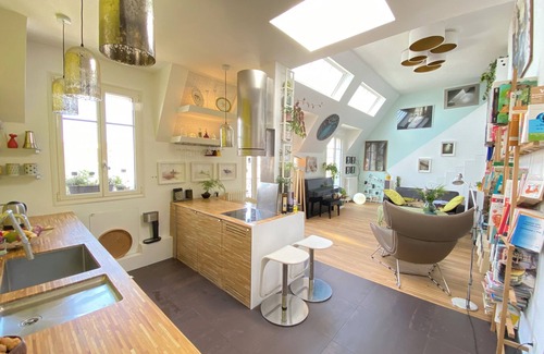 Jardin des plantes Apartment | Paris Dream: 3-bedroom Light- Filled Artist Studio with AC and Rooftop Views