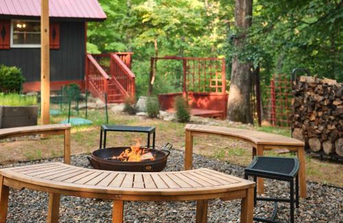Millville House | Red A Frame Shenandoah Escape Fire Pit BBQ