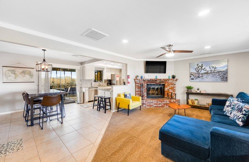 Twentynine Palms House | Remodeled dog friendly ranch with hot tub, fire pit, mountain views, WiFi, & AC