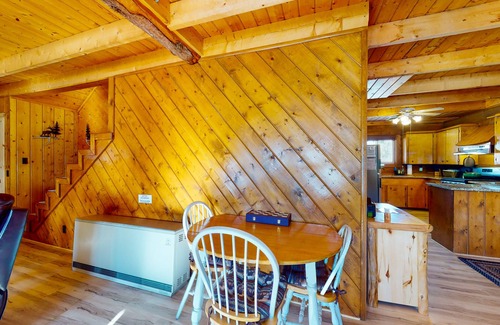 Rivers Edge House | Riverfront home with river & valley views, wood stove, deck, & W/D