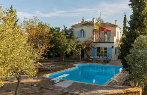 Aegina Town House | Sea View Pool Villa with Independent Guest house