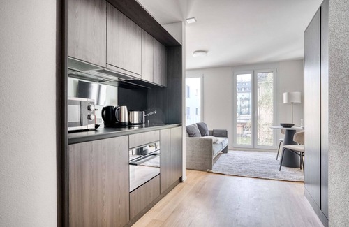 Sihlfeld Apartment | Sunlit Wiedikon 1 Room w/Storage & W/D, 1 min to Market, by Blueground