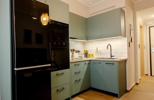 Kavala Apartment | The Arco Teal Apartment with 1-bedroom, with WiFi, AC in phenomenal Kavala