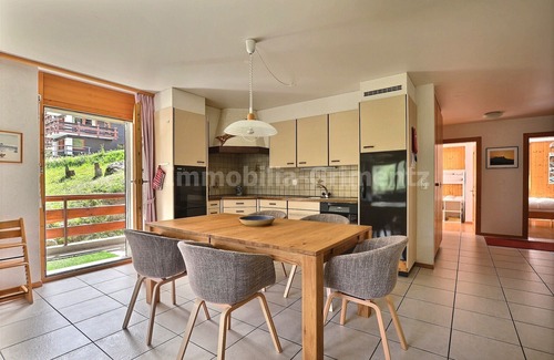 Grimentz Apartment | Very comfortable flat for 5 people, living room with fireplace, kitchen area with dishwasher, 1 2-be
