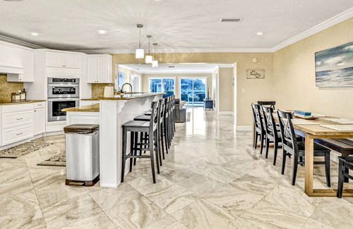 Island Estate House | Waterfront home with private pool, spa, dock/water access, patio, & home office