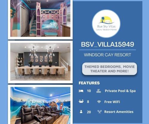10 BR Home, Themed Rooms, Private Pool, in New Windsor Cay Resort