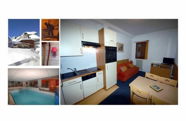 150m from ski slopes, 1st floor, view resort, fitness, swimming pool, sauna, tv, ski locker, 25m²