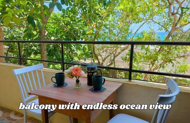 2-min walk to the beach: 1-Bedroom Apartment + Private Kitchen & Balcony w/View