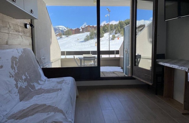 20m from resort center, 1st floor, view ski slopes, balcony, tv, ski locker, 18m², La Joue du Loup
