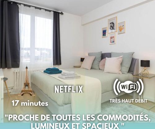 Appartement fonctionnel, balcon ,2 minutes gare ,17 minutes Paris
