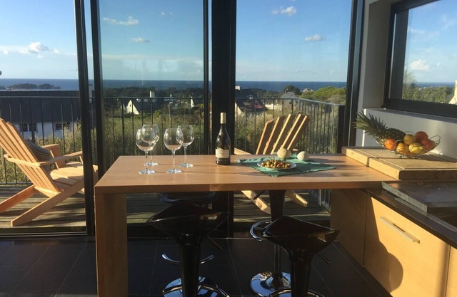 Architect-designed house facing the sea.