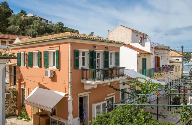 Charming Lakka Retreat: Angelina Apartment with A/C and Central Square Balcony