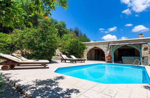 Charming Stone Villa, Private Pool, Jacuzzi, Beautiful Views to the Orange Groves in Miliou Village!