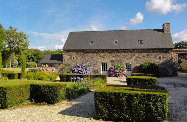 Farmhouse character in the middle of countryside near the sea