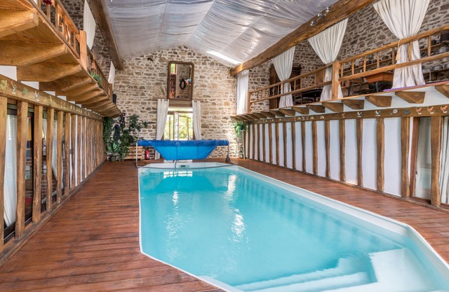 Gite with private indoor pool, fishing pond and animals