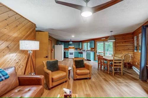 Hexagonal log cabin in woods