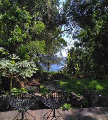 La petite case jaune , jaccuzi pierre à 3 min à pied du bassin Manapany, vue mer