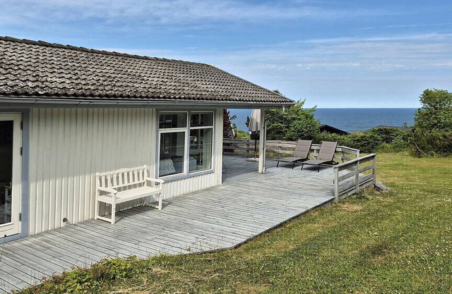 North Bornholm, sea view, sandy beach and rocks
