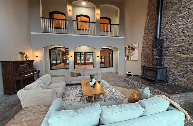 nSpacious mountain retreat: 10 BR, sauna, gym & ballroom with finished basement.