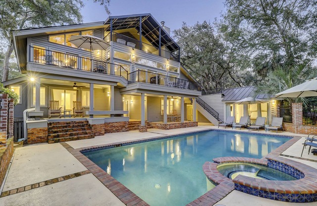 Oceanfront Five Bedroom Sea Pines Home with FREE Pool & Spa Heat Seasonally!