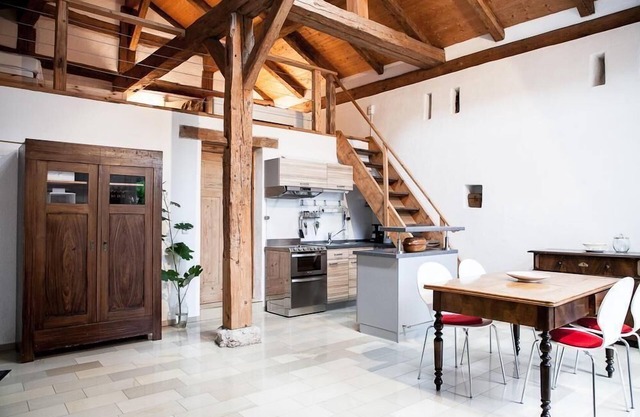 One-room flat with gallery for four people