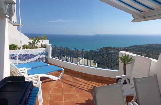 Open sea view on the hillside of peñiscola