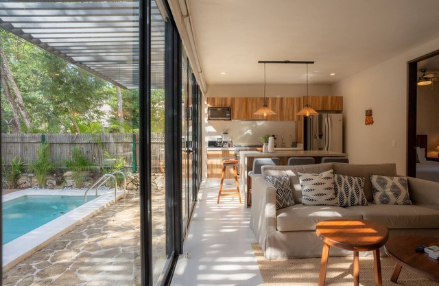 Paradise at its finest with plunge pool, jetted tub, partial AC, & washer/dryer