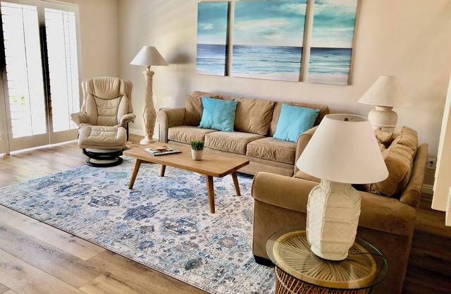 Seabluffe Gated, Beach-Front community! Lovely townhome sleeps 7. Walk to Beach!