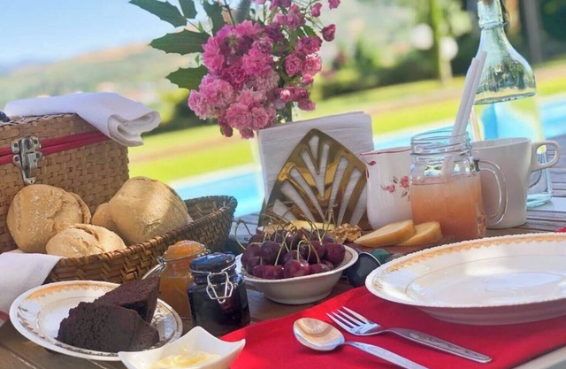 Spacious for 2 adults and 3 children, with mezzanine, star projector and baby kit (chair, crib, inflatable tub). Large window faces the pool, giving natural light, relaxing view and direct outdoor access—perfect for family comfort.