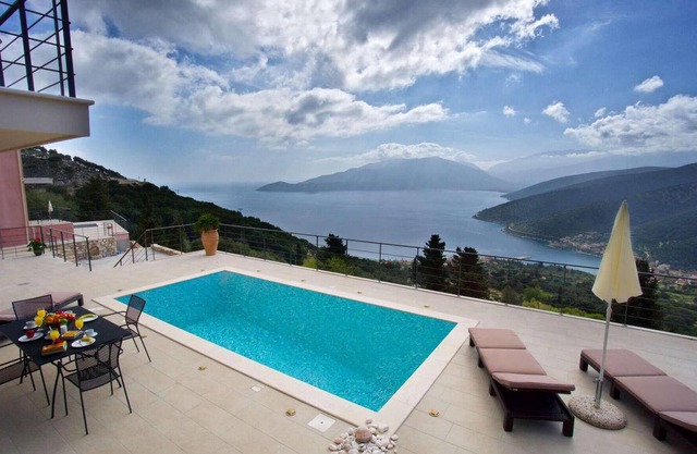 Stunning sea views and of the countryside leading down to the charming village of Aghia Efimia are e