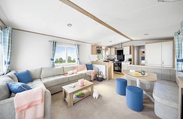 Stylish and spacious 12ft-wide caravan with one double and two twin.