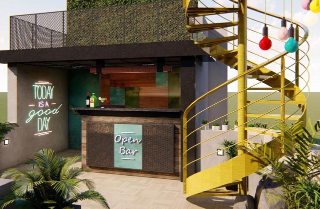 Terrace jacuzzi with Bar & Garden