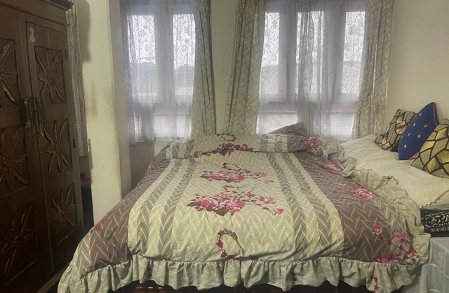 The apartment is a 2 bedroom, 1 living room, 1 bathroom with kitchen.