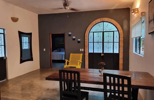 The Tau apartment is one block from the beach.