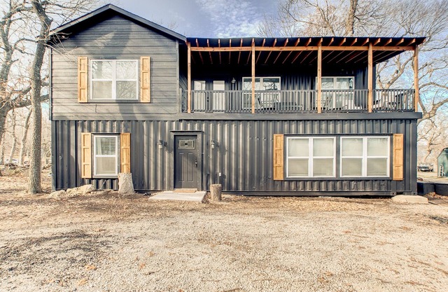 This is a unique home made out of shipping containers right near the lake.