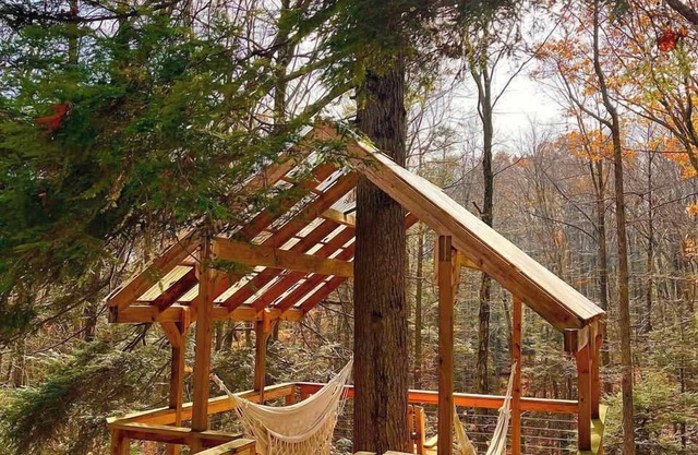 Treehouse Chalet w/Hot Tub, games, creek, 6 acres