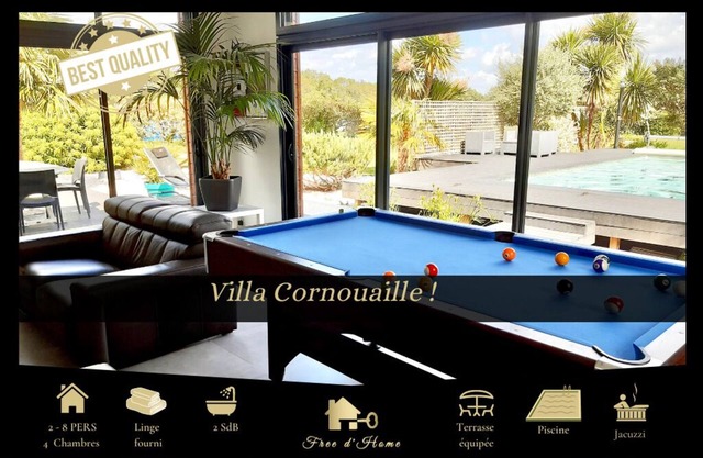 VILLA CORNOUAILLE Swimming pool, Jacuzzi, Sauna, 2-8 PERSONS