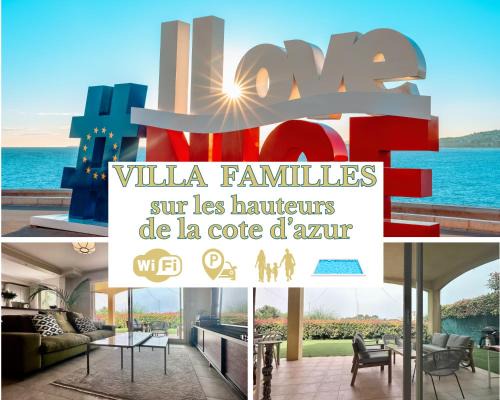 Villa Idéale Familles sur les hauteurs 10 min mer 15 min aéroport Jardin avec piscine hors-sol