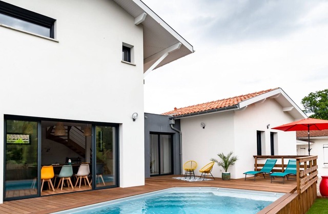 Villa Luxe vue Bassin, Plage et Piscine chauffée