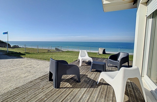 VILLA on the FRONT of the SEA, view of the Chausey islands near GRANVILLE .