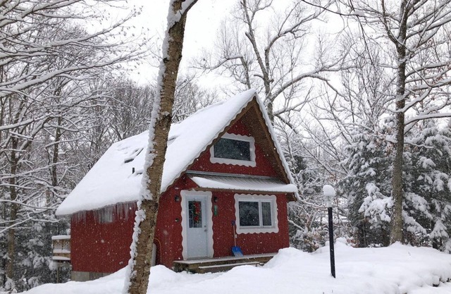 Vintage- Forest retreat fireplace near outdoor fun