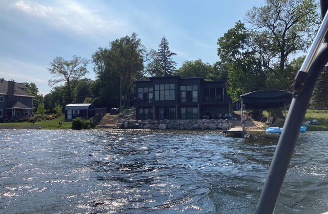 Wall Lake Modern Home swimmable beach and paddle boat