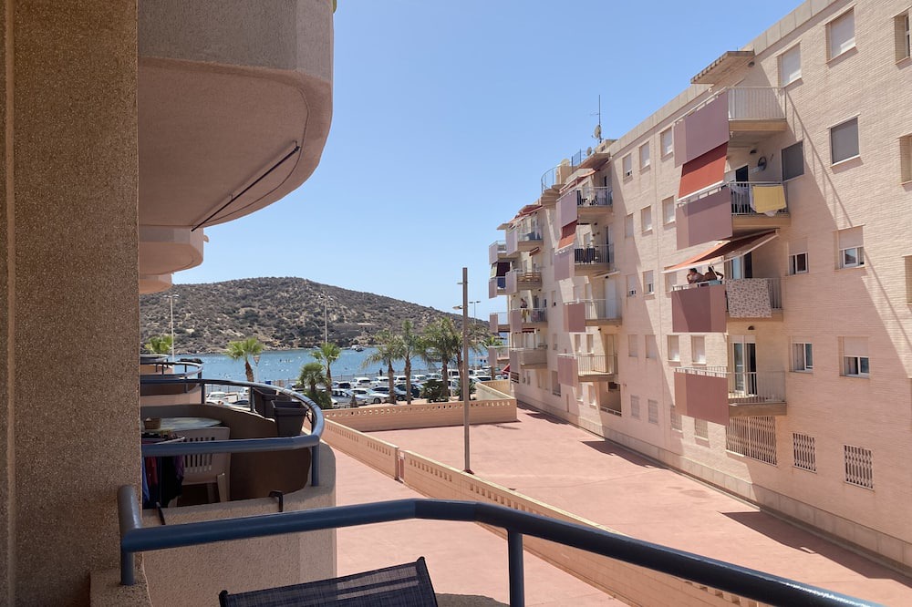 Puerto de Mazarron Apartment | Accessible apartment 50 metres to beach ,large communal pool, sea view balcony