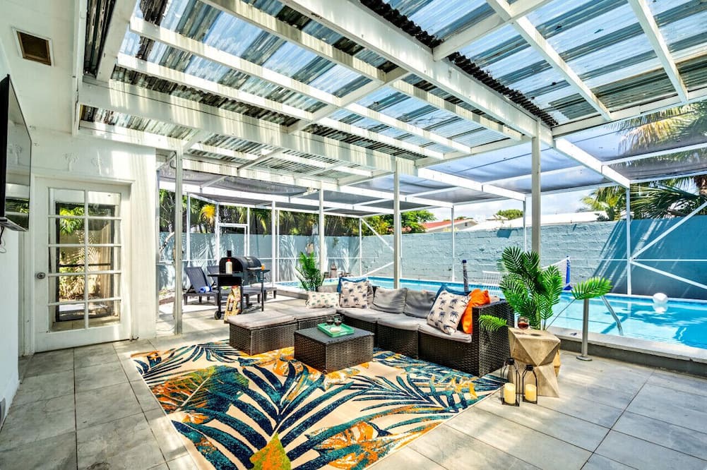 Lantana House | Beachside Escape : Poolhouse w/Game Room + Grill