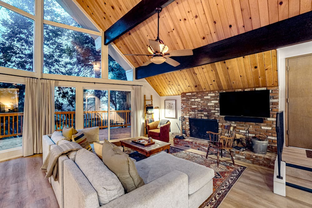 Crestline House | Enchanting lake retreat with fireplace, games, & great deck views - dog-friendly