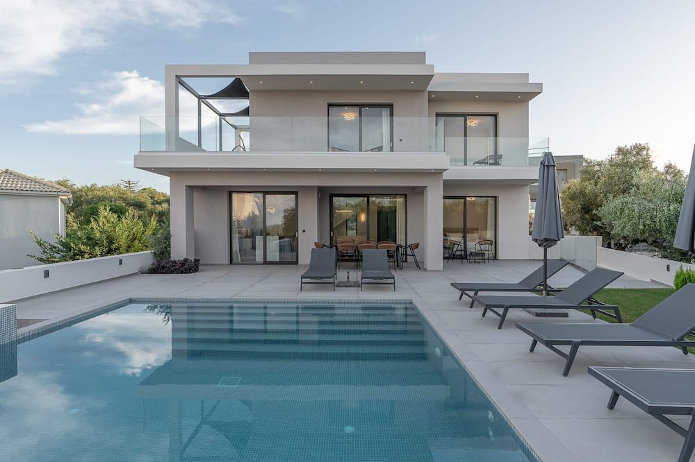 Tsilivi Villa | Lavish Zakynthos Villa | Villa Pelagos Serenity | 5 Bedrooms | Panoramic Sea Views | Private Pool | Spacious Furnished Terrace with Shaded Outdoor Dining Area | Prime Location | Akrotiri