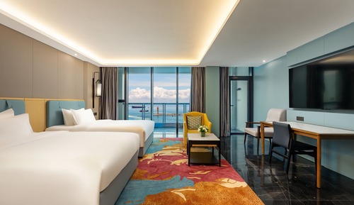 Standard Room, 2 Double Beds, Balcony, Sea View