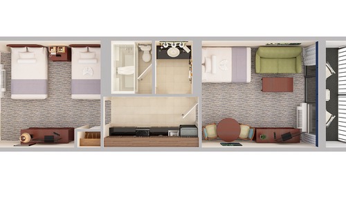 Tower Oceanfront Suite, Two Double Beds and Murphy Bed, Balcony