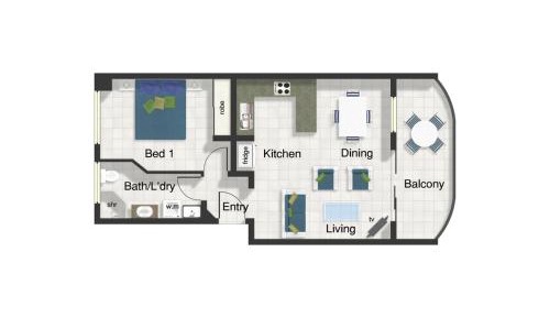 One-Bedroom Apartment with Garden View